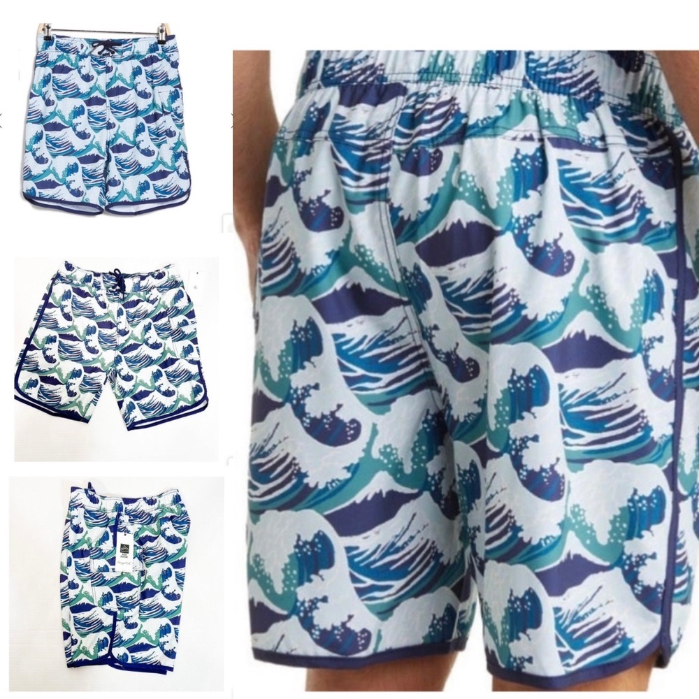 Sovereign Code NWT Sz L Crashing Waves/Ecru Joyride Board Shorts